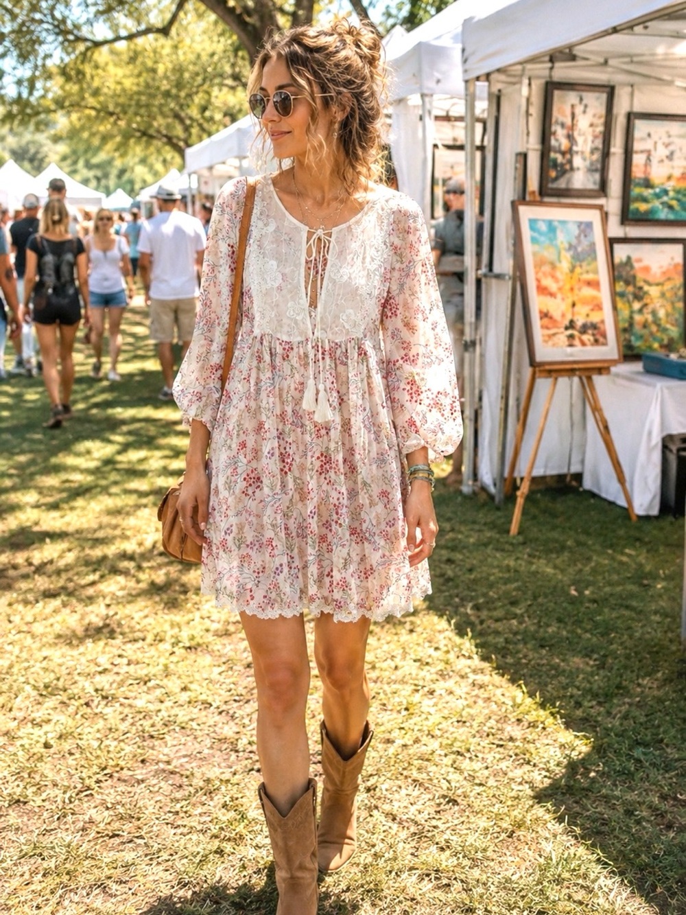 🌼 POL Romantic/ Bohemian Floral Mini Dress Size Small - NWOT 🌼